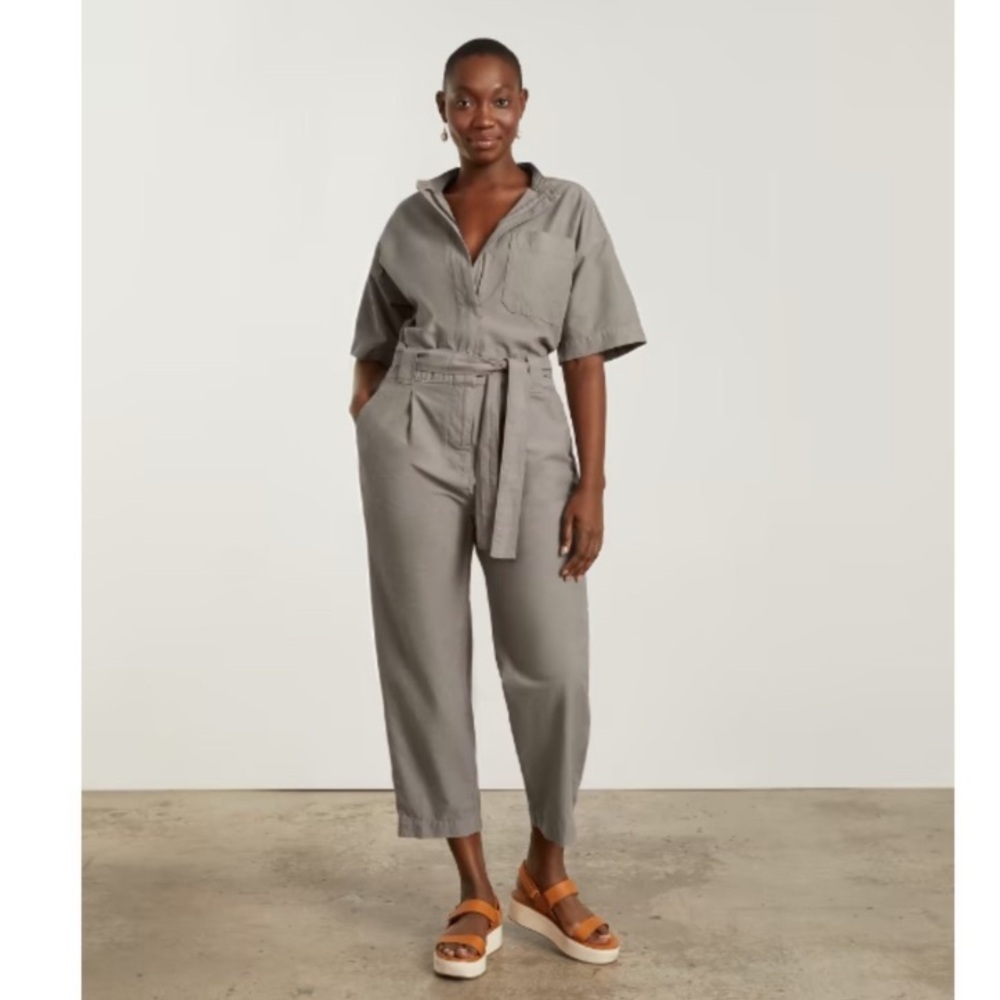 Everlane The Fatigue Short-Sleeve Jumpsuit in Clay Size 4 Belted Waist